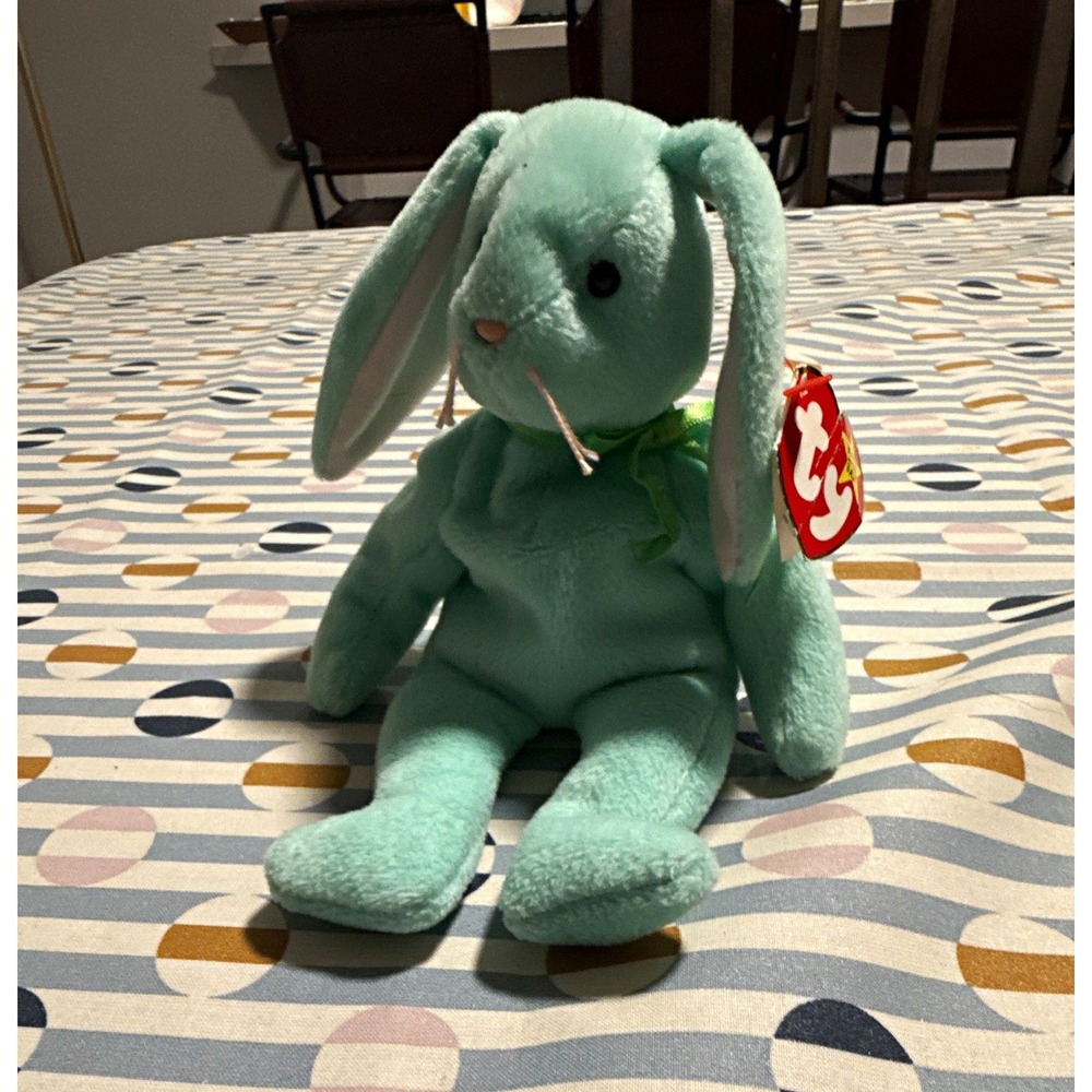 Ty Beanie Buddies Beanie Babies Hippity Green Bunny Rabbit Plush 1996 Vintage